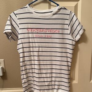 Vineyard Vines White and Navy Striped Tee